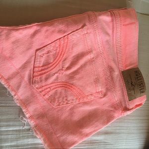 Hollister neon pink jean shorts